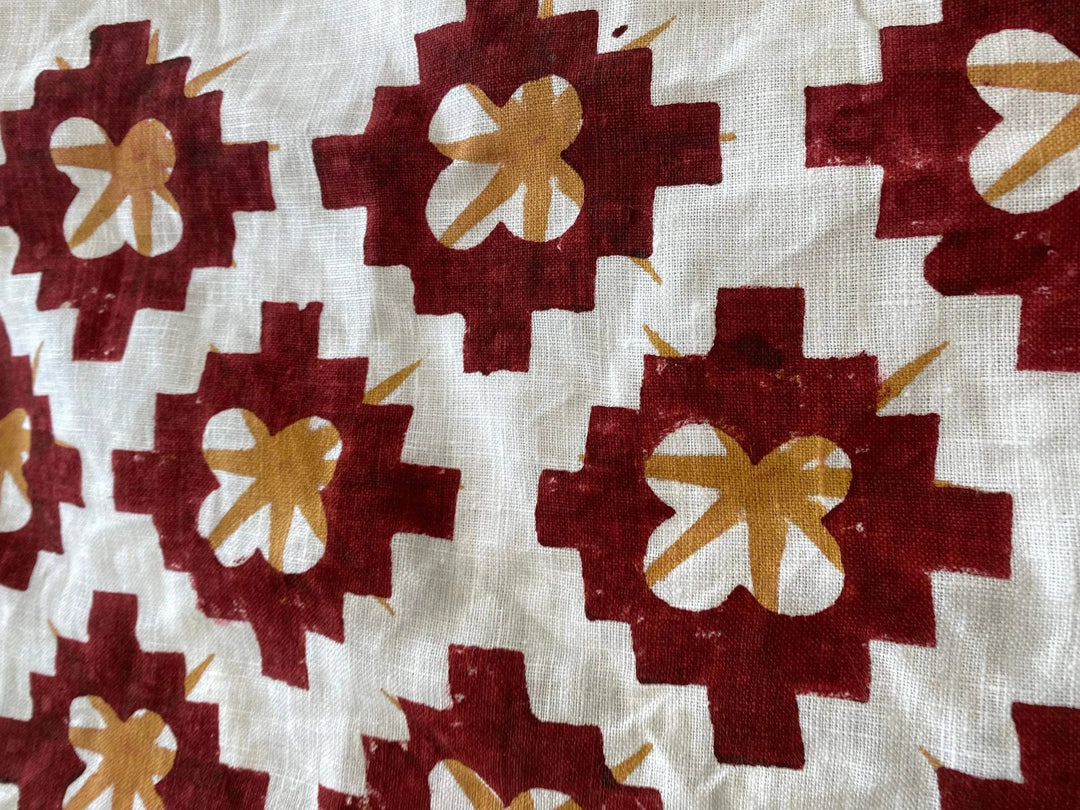 Azari Block Print Handloom Linen Fabric