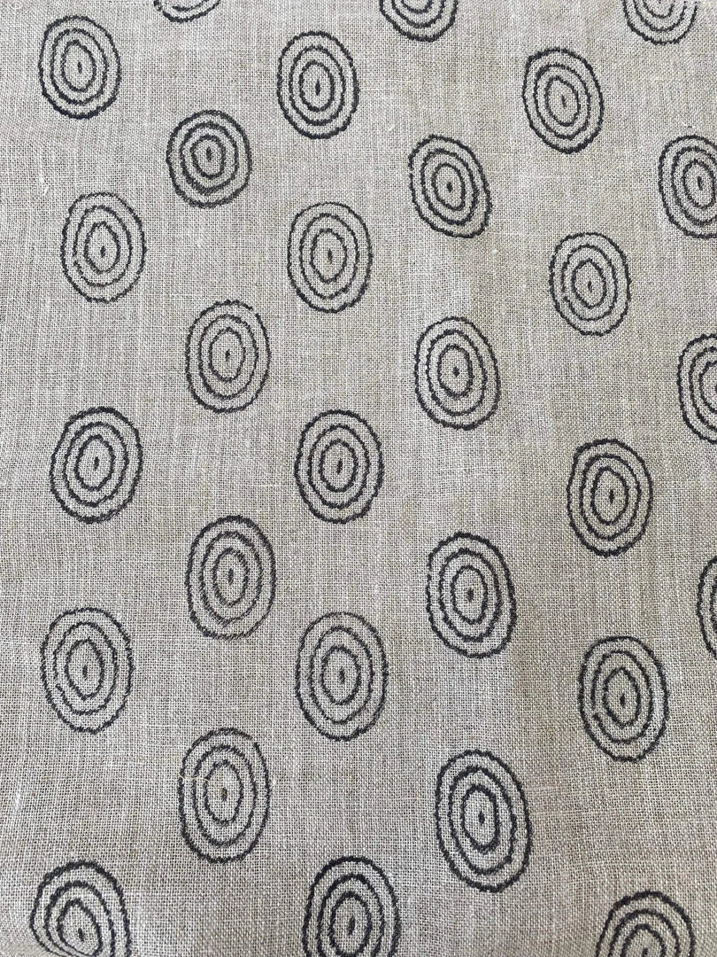Egg Hand Block Print Linen Fabric