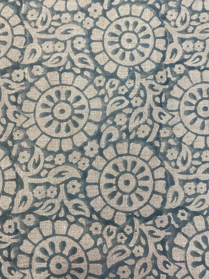 HAMMEL || Indian Hand Block Print Fabric, Indian Linen Fabric, Block Print Fabric, Designer Floral Printing Fabric, Upholstery fabric, - Maple Village Lane