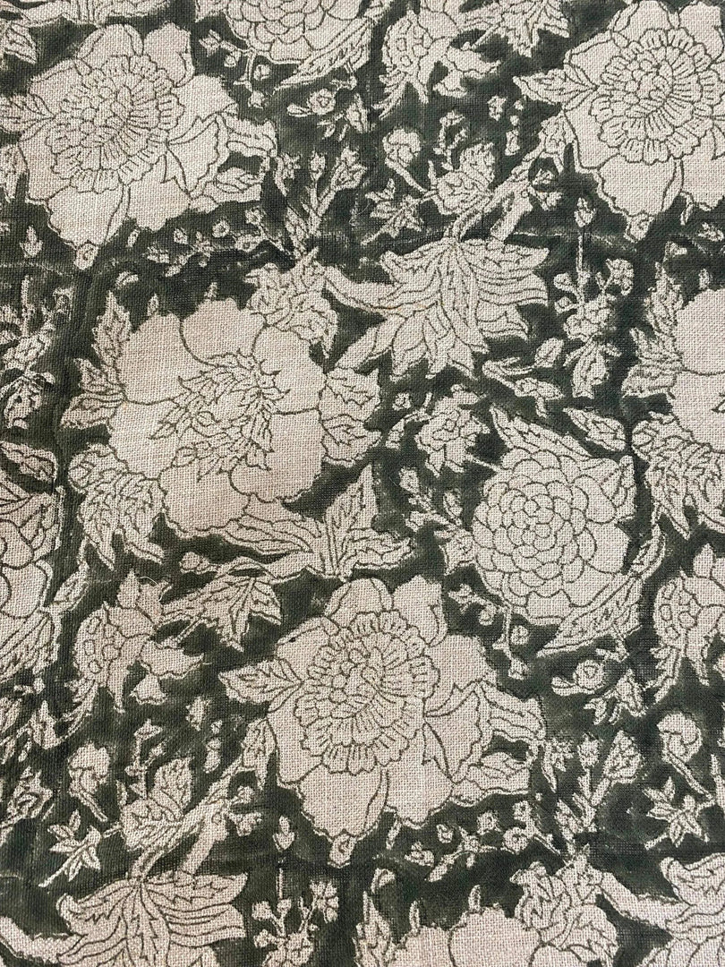 Pavara Block Print Handloom Linen Fabric