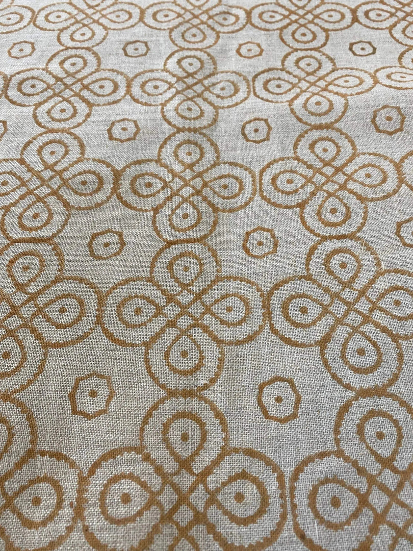 Maranta Block Print Handloom Linen Fabric