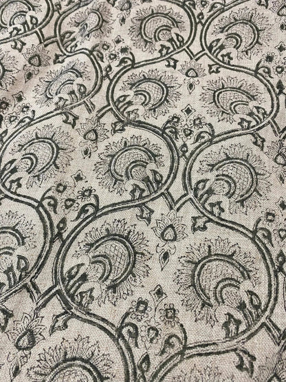Savene Block Print Handloom Linen Fabric