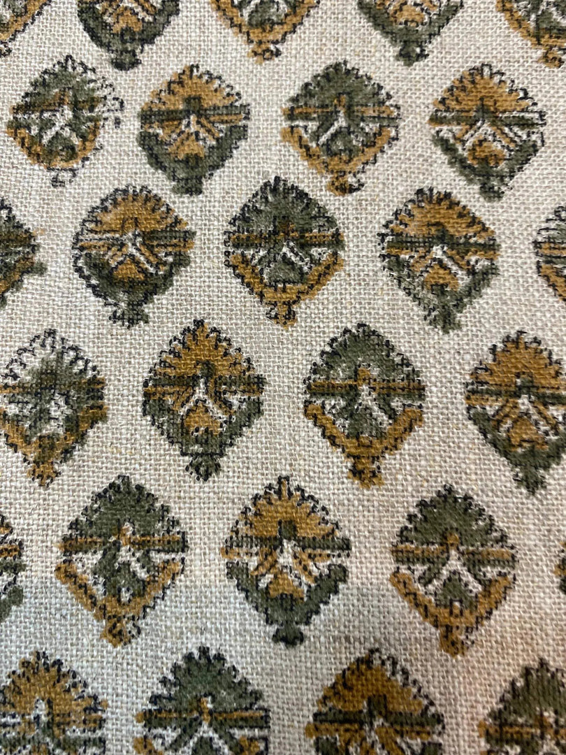 Clovelle Block Print Handloom Linen Fabric