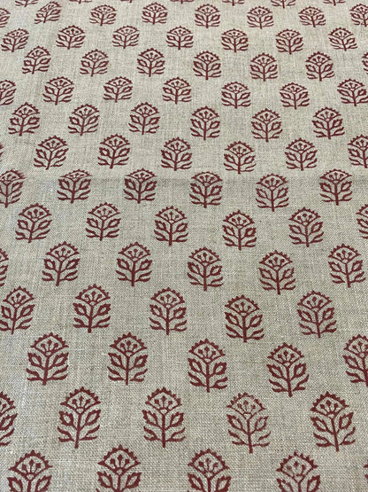 Wrilyn Block Print Handloom Linen Fabric
