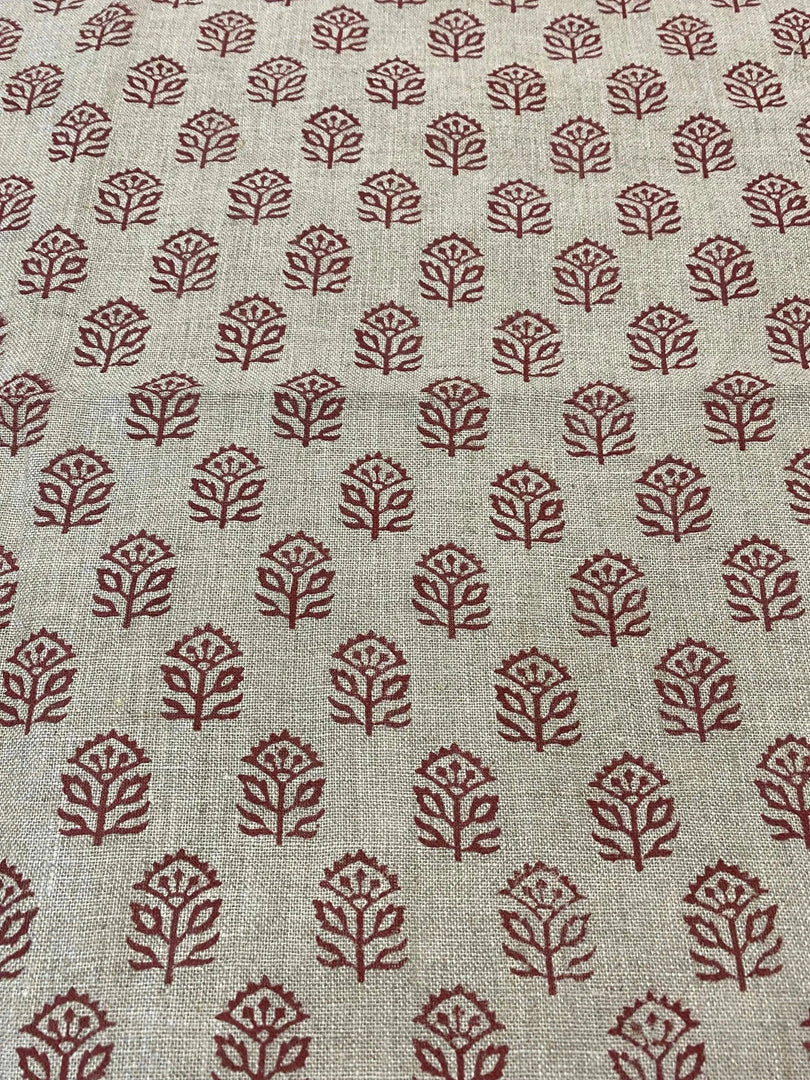 Wrilyn Block Print Handloom Linen Fabric