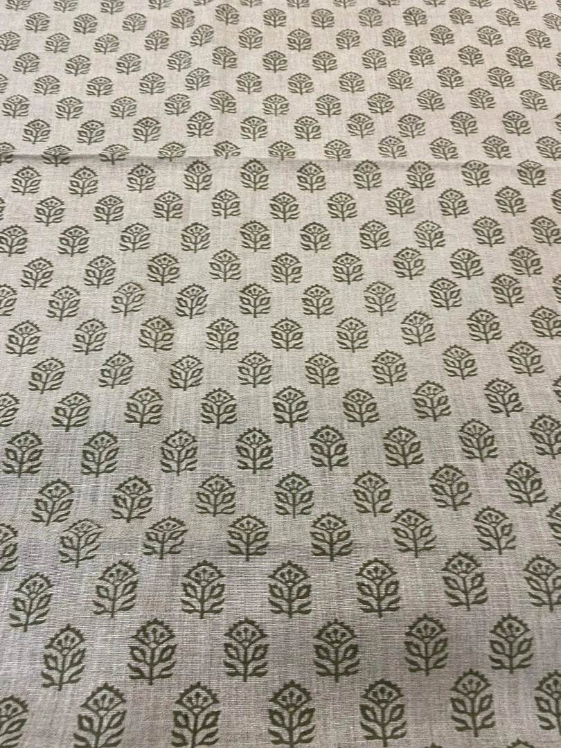 Arlina Block Print Handloom Linen Fabric