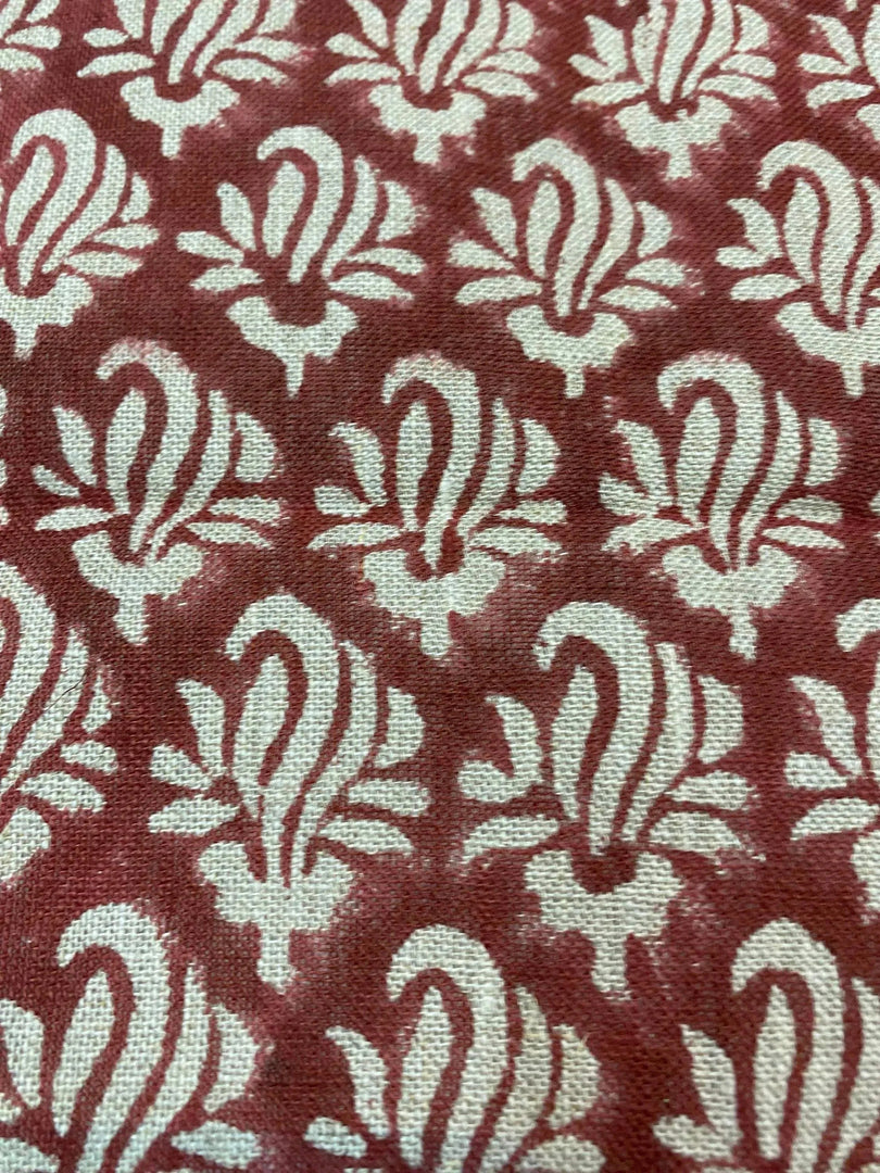 Roseline Hand Block Print Linen Fabric
