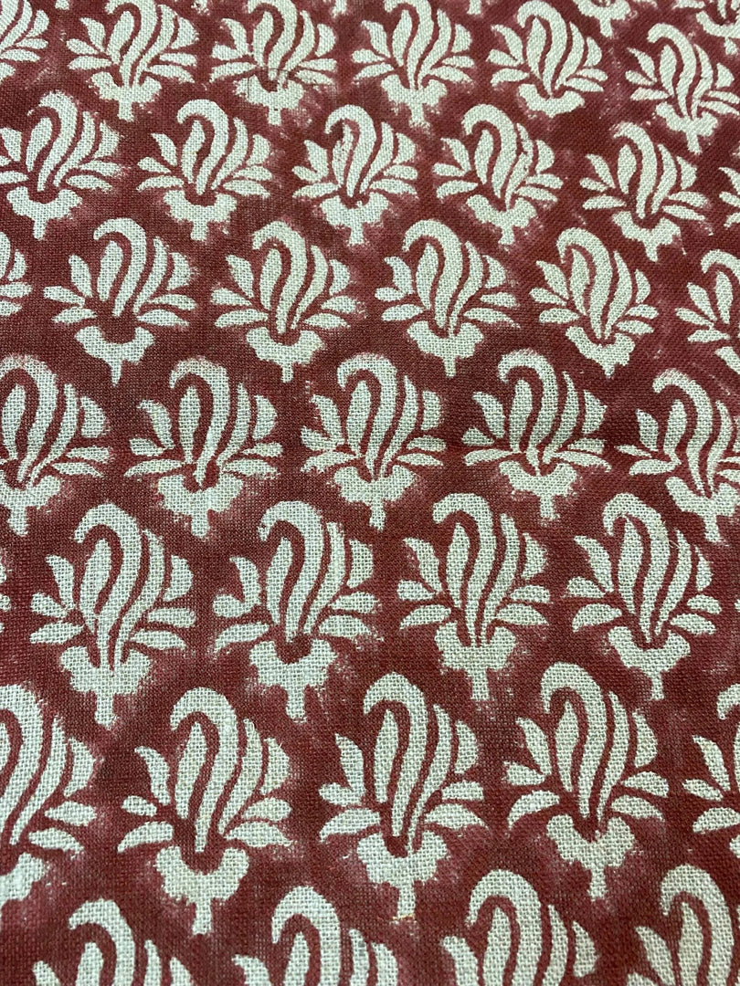 Roseline Hand Block Print Linen Fabric