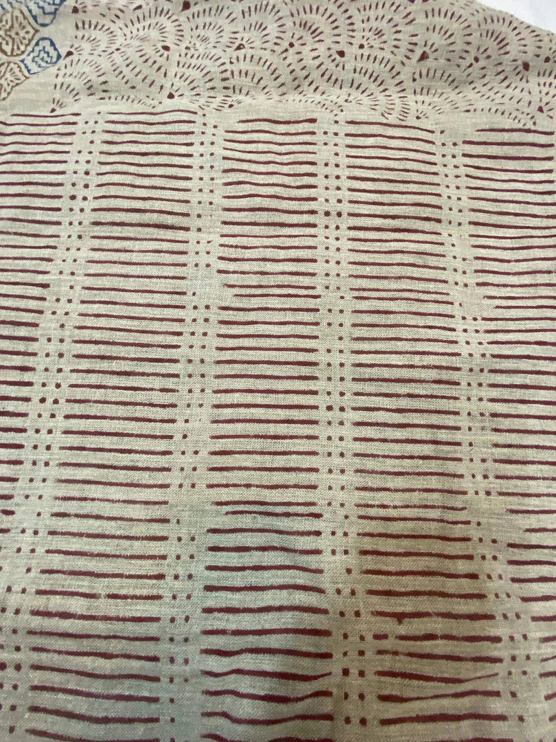 Amaya Block Print Handloom Linen Fabric