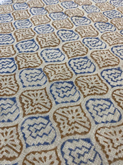 Keto Designer Blue & Mustard Floral Block Print Fabric