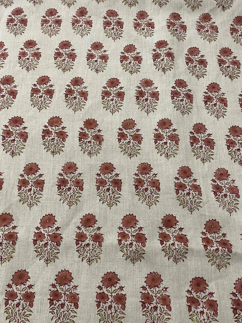 Dotra Block Print Handloom Linen Fabric