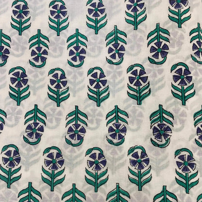 Myress Floral Block Print Cotton Fabric