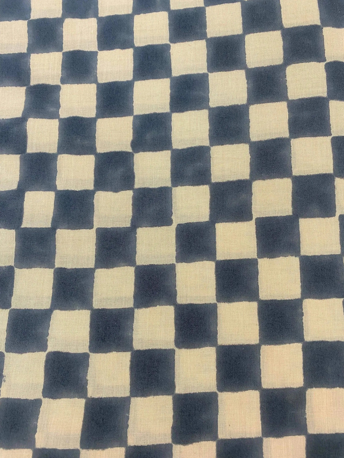 Vysael Checks Hand Block Print Cotton Fabric