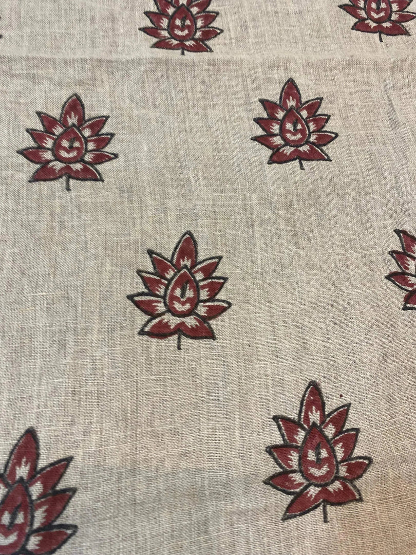 Ishari Block Print Handloom Linen Fabric