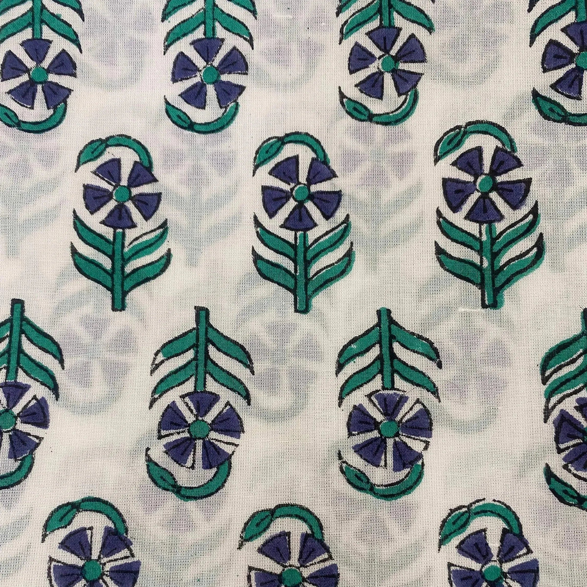 Myress Floral Block Print Cotton Fabric