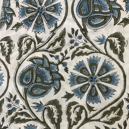 Dalvyn Floral Block Print Cotton Fabric