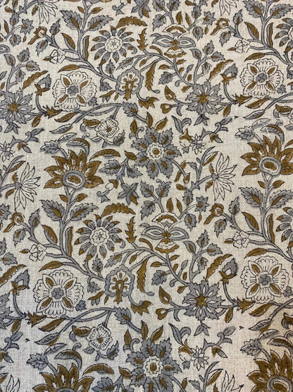 Avenly Block Print Handloom Linen Fabric