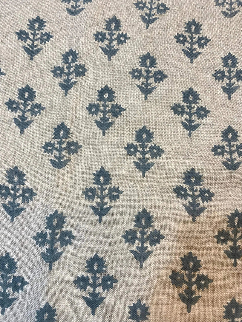 Zellig Block Print Handloom Linen Fabric