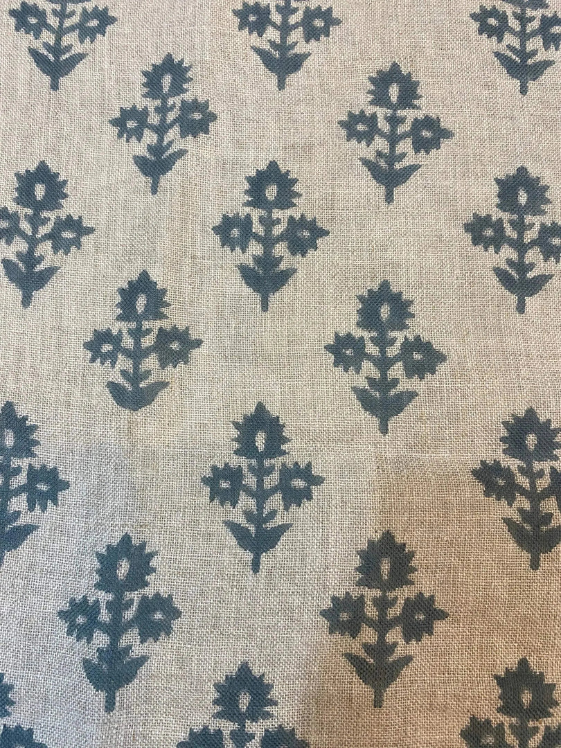 Zellig Block Print Handloom Linen Fabric