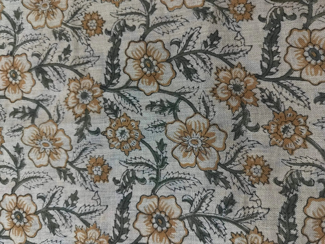 Mehru Block Print Handloom Linen Fabric