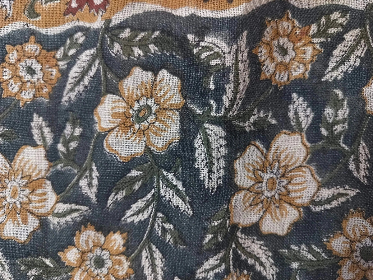 Linen fabric, Fabric by yard, Hand printed fabric, Block Print Fabric, Indian Fabric
