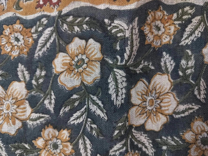 Linen fabric, Fabric by yard, Hand printed fabric, Block Print Fabric, Indian Fabric