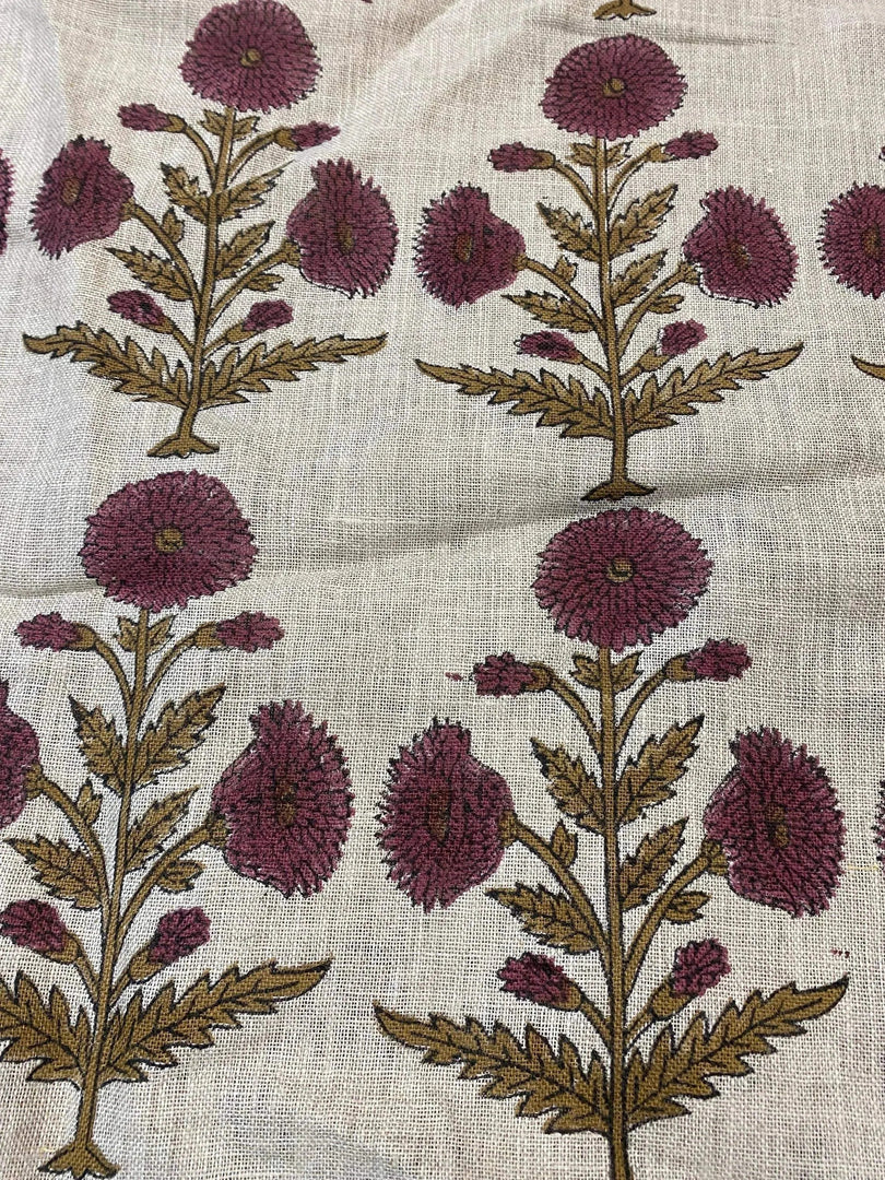 Taffette Block Print Handloom Linen Fabric