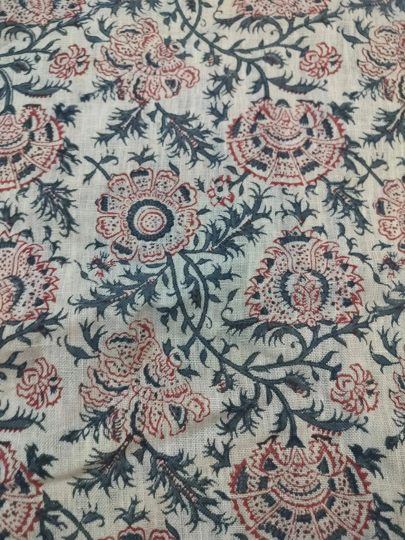 Jolen Block Print Handloom Linen Fabric