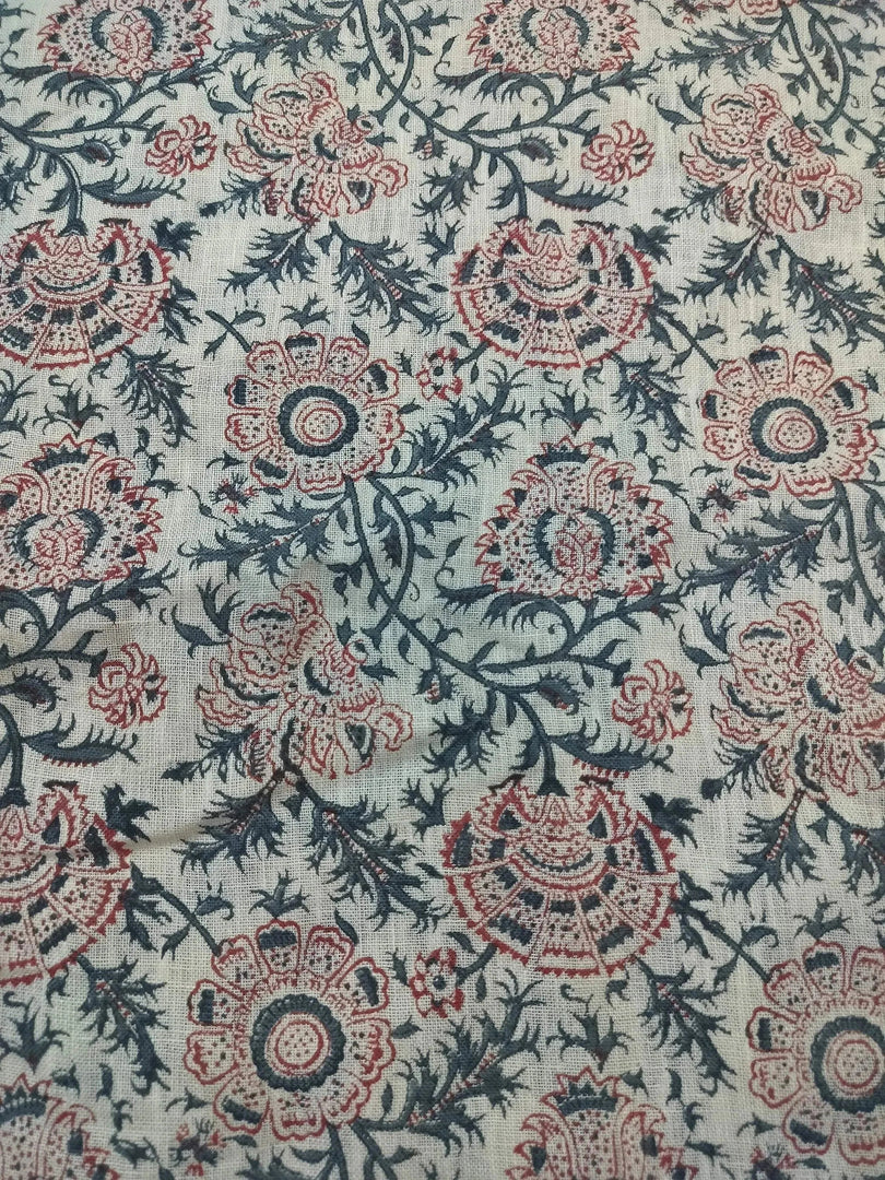 Jolen Block Print Handloom Linen Fabric