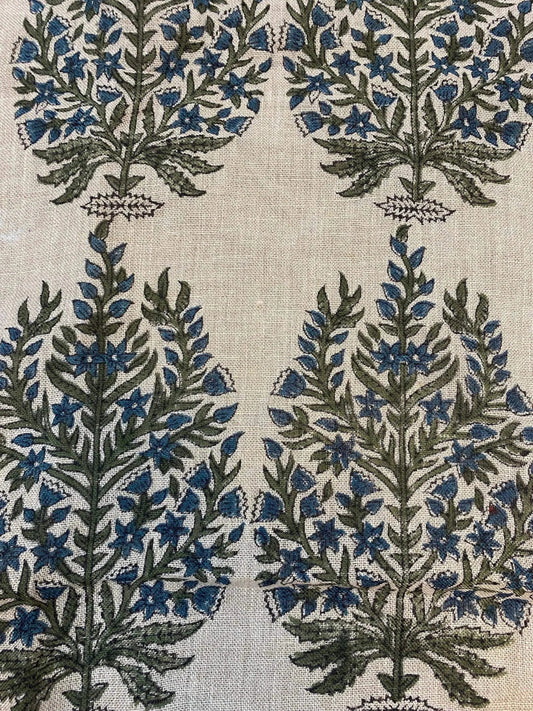 Linen fabric, Fabric by yard, Hand printed fabric, Block Print Fabric, Indian Fabric