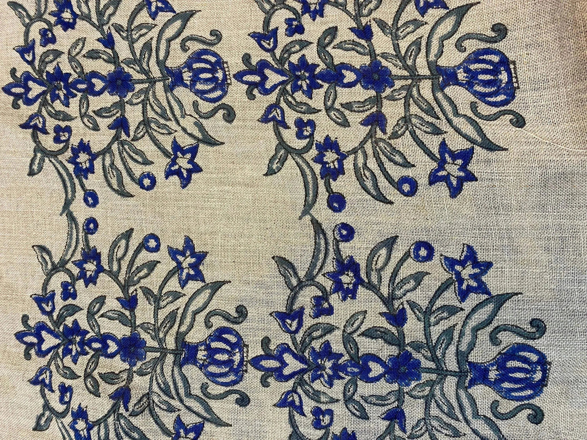 Linen fabric, Fabric by yard, Hand printed fabric, Block Print Fabric, Indian Fabric