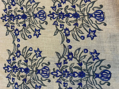 Linen fabric, Fabric by yard, Hand printed fabric, Block Print Fabric, Indian Fabric