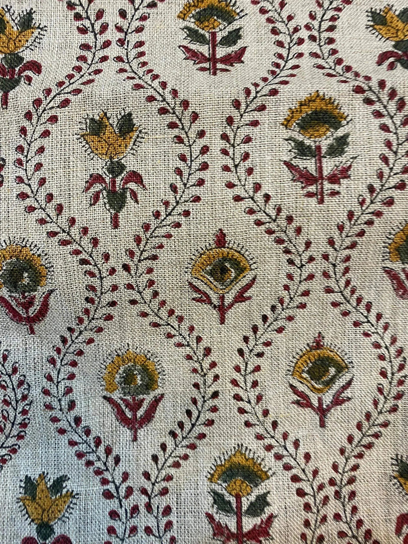 Kenna Handloom Block Print Linen Fabric