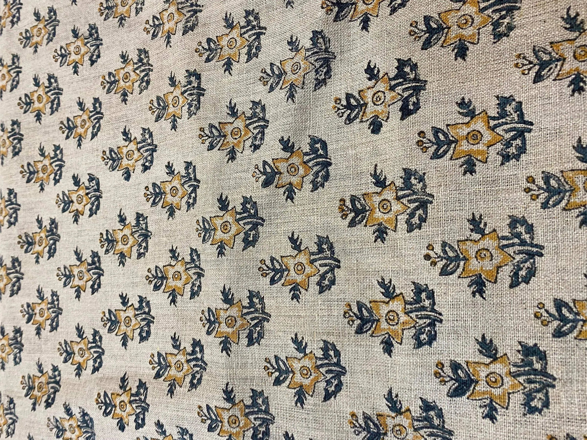 Linen fabric, Fabric by yard, Hand printed fabric, Block Print Fabric, Indian Fabric