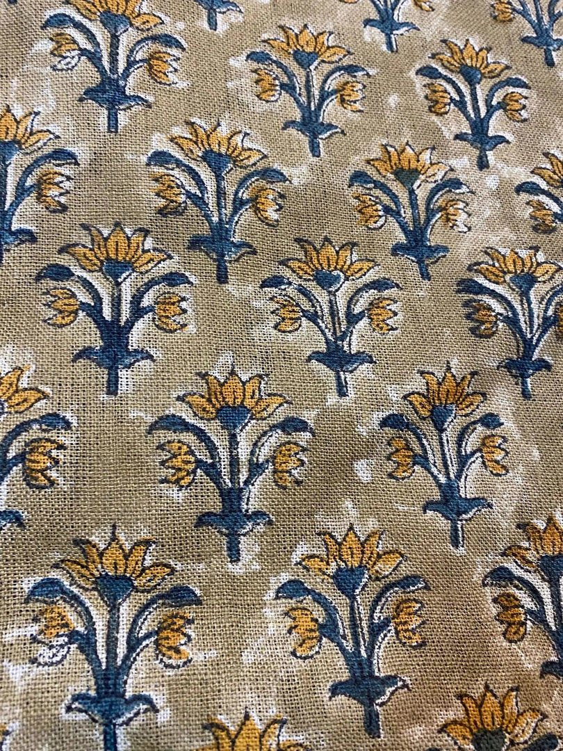 Umbrith Block Print Handloom Linen Fabric