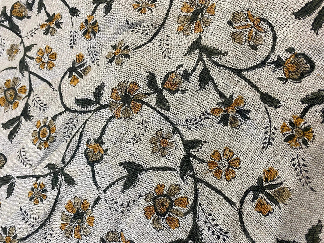 Prythea Block Print Handloom Linen Fabric