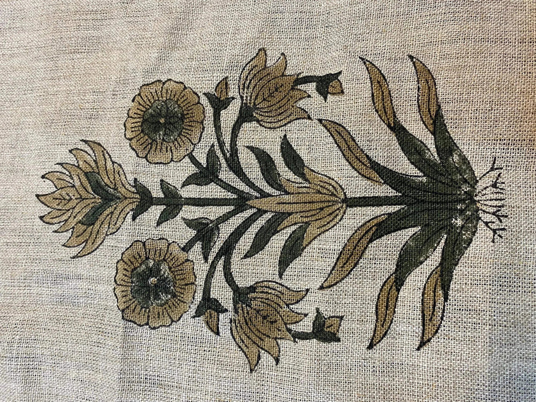 Qirelle Block Print Handloom Linen Fabric