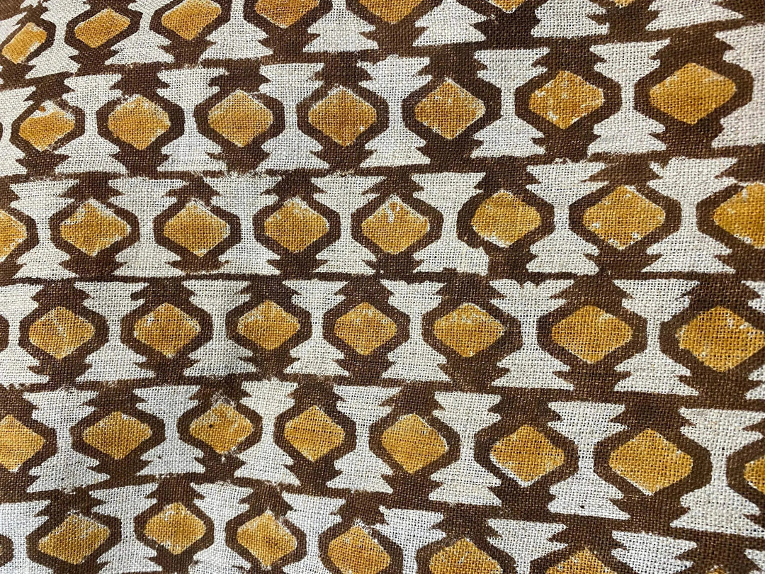 Ophelyn Block Print Handloom Linen Fabric