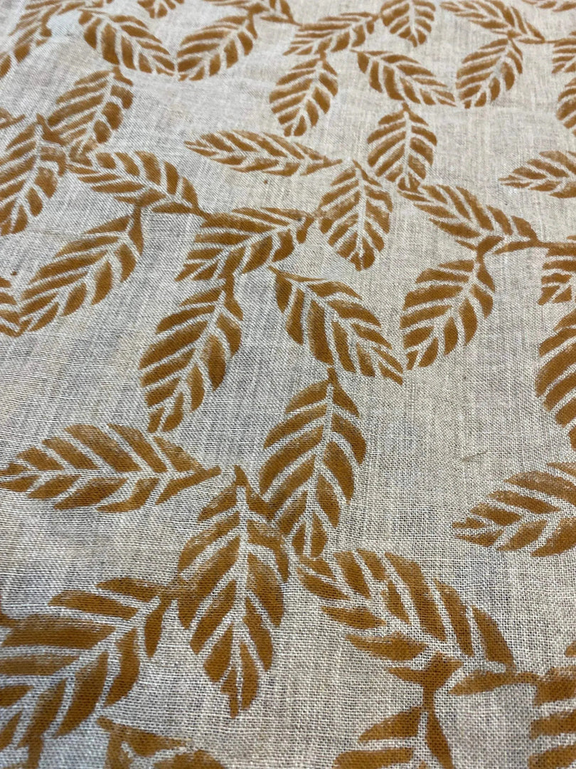 Querine Block Print Handloom Linen Fabric