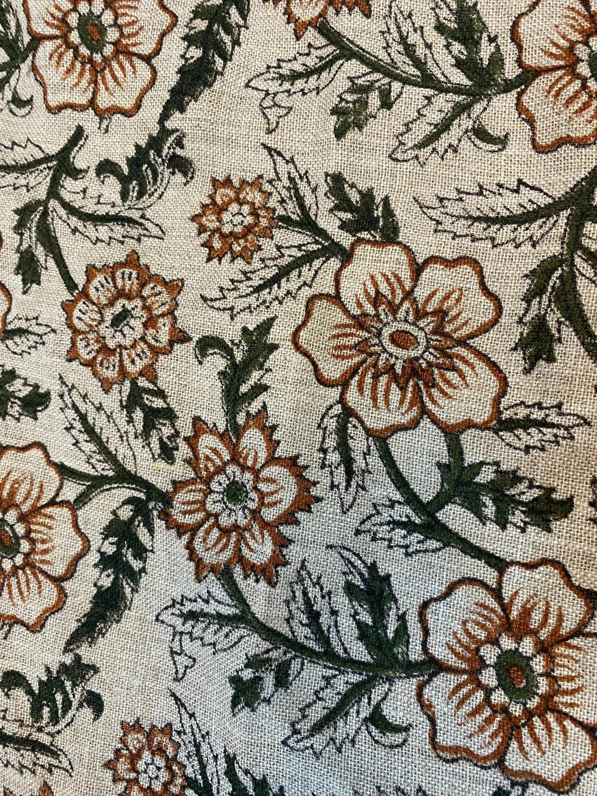 Gia Indian Hand Block Print Linen Fabric