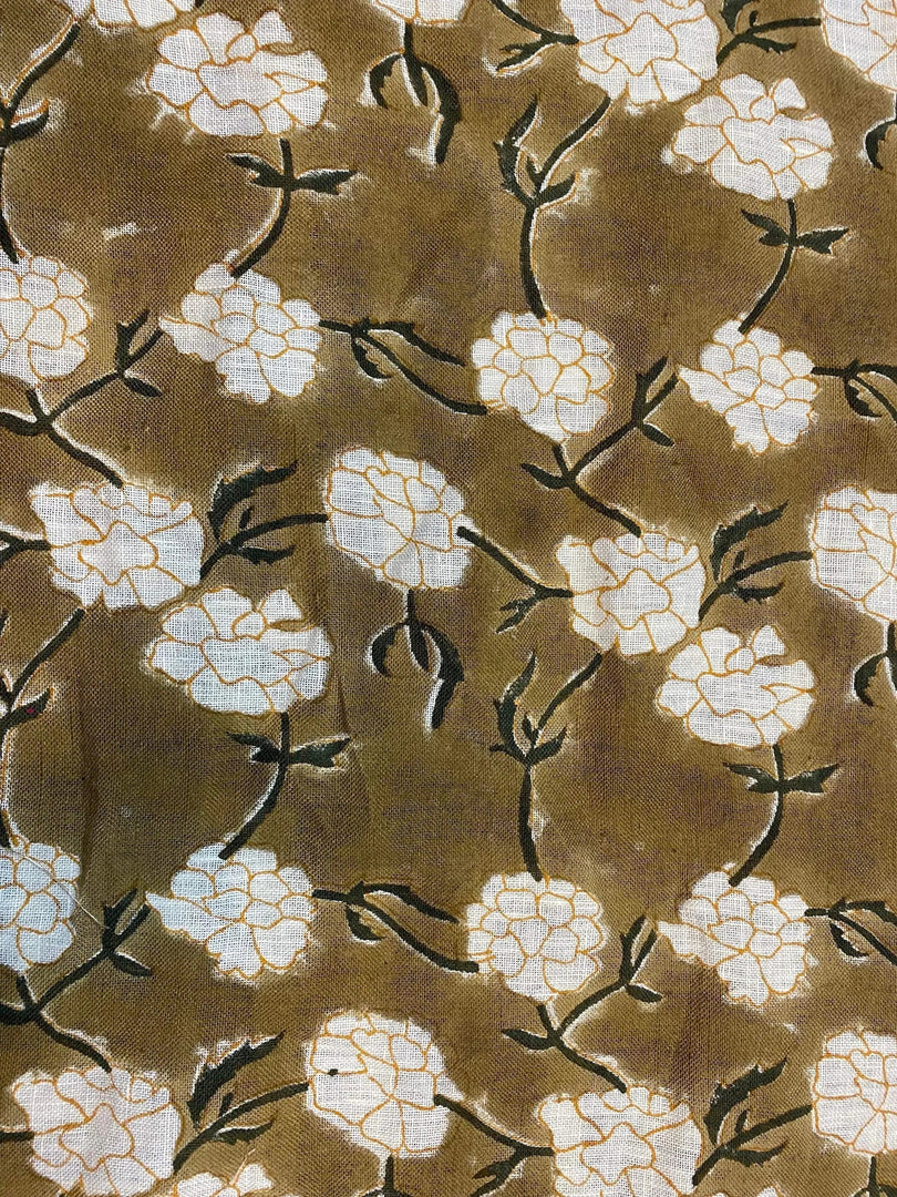 Joselyn Indian Hand Block Print Linen Designer Floral Fabric for Upholstery, Curtains etc
