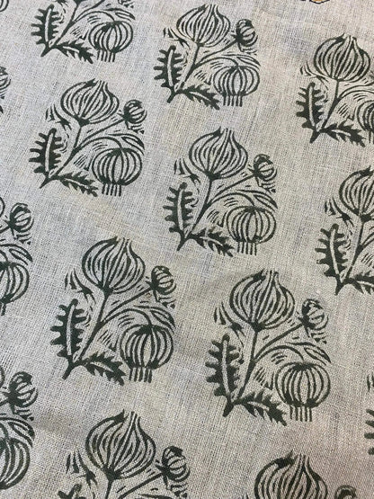 Jessy Block Print Handloom Linen Fabric