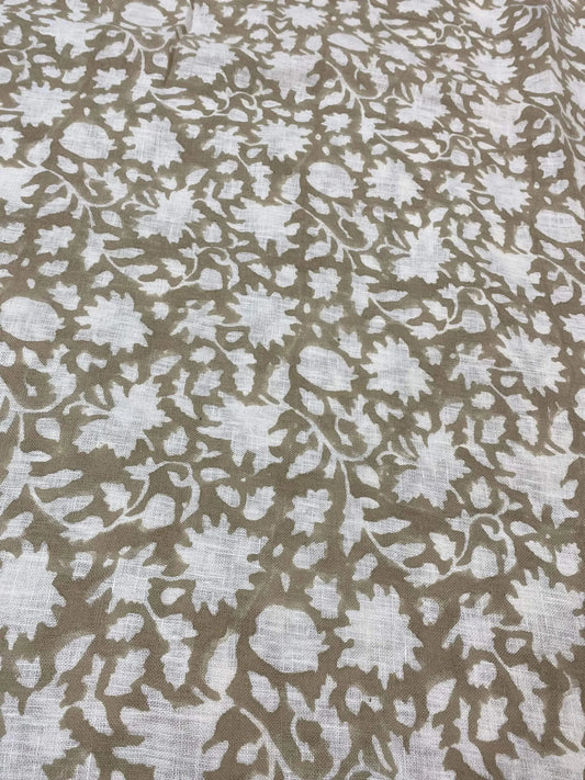 Linen fabric, Fabric by yard, Hand printed fabric, Block Print Fabric, Indian Fabric