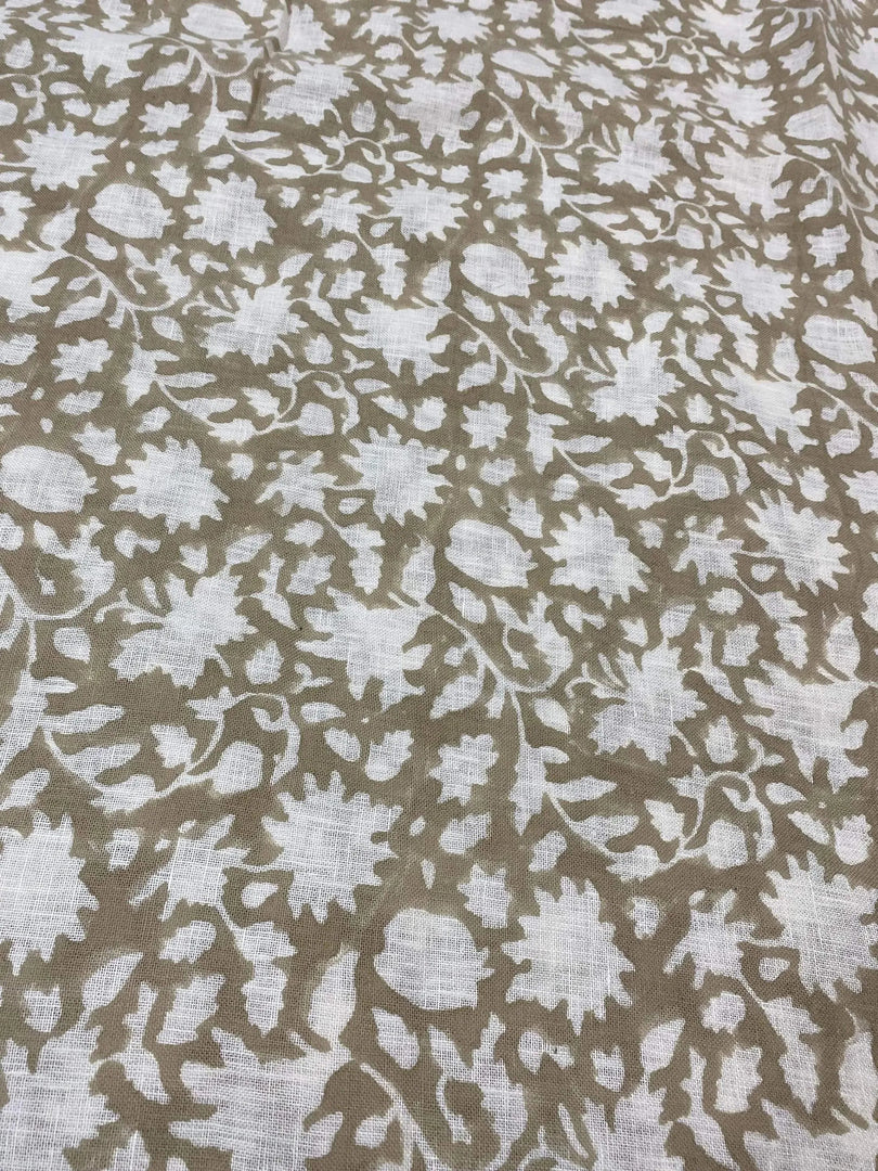 Zorielle Block Print Handloom Linen Fabric