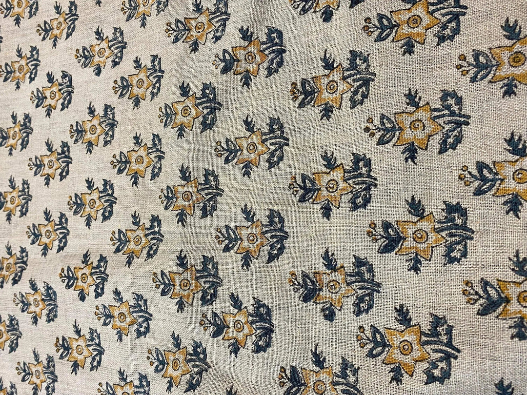 Calthea Block Print Handloom Linen Fabric