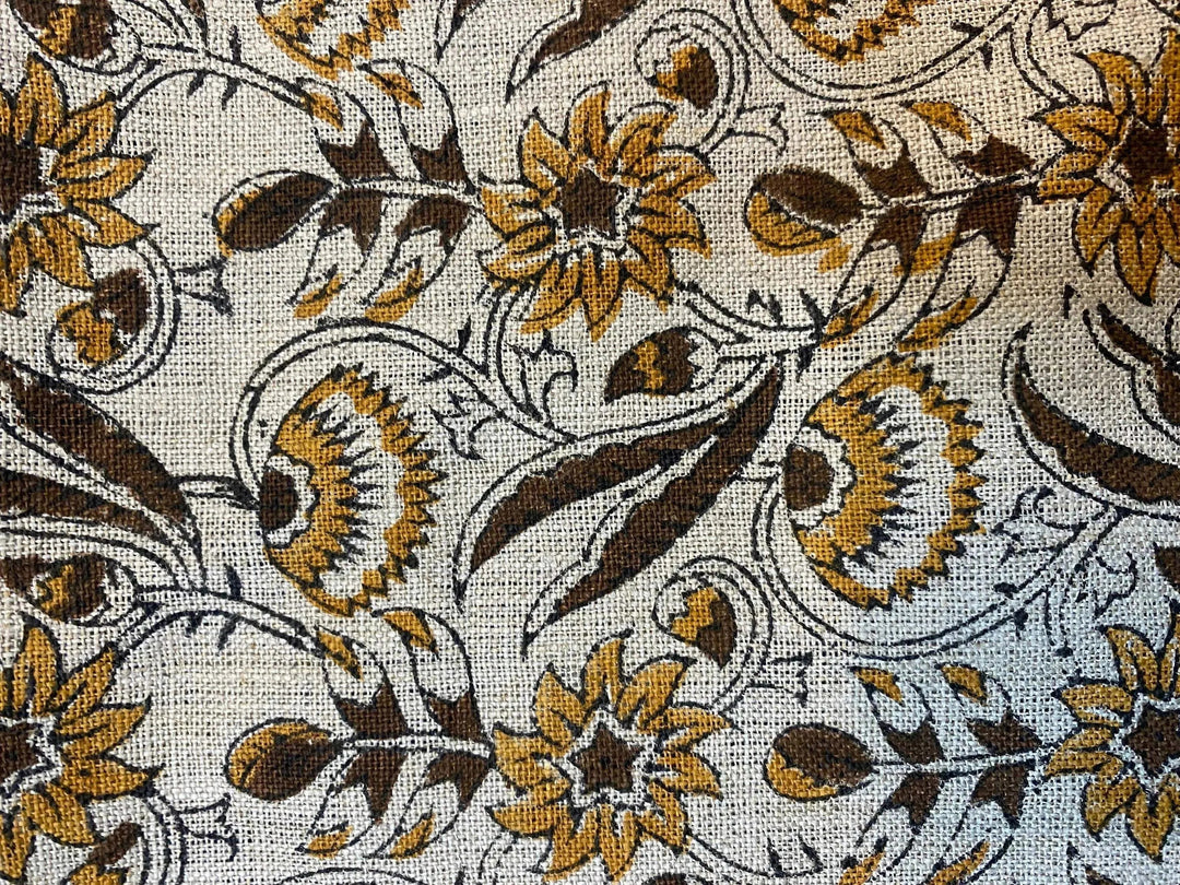 Lunara Block Print Handloom Linen Fabric