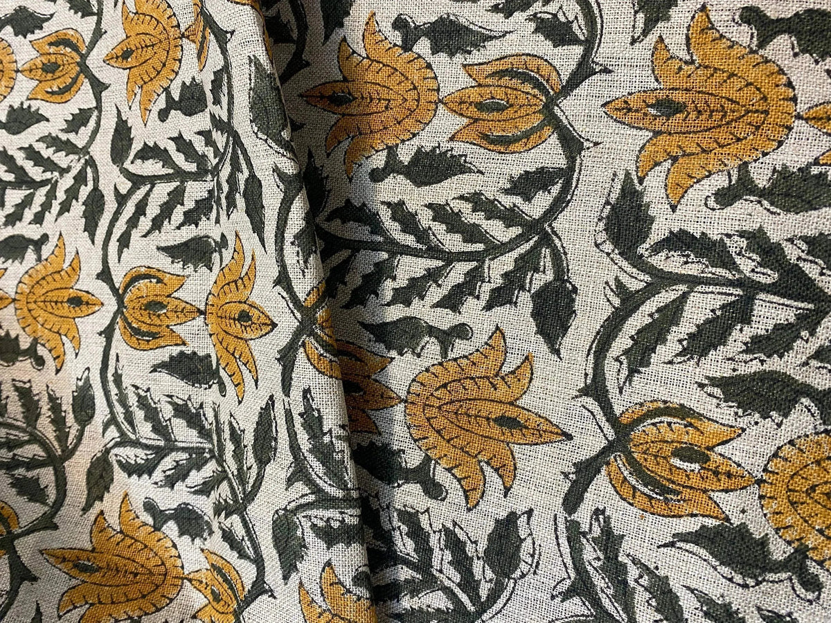 Bredd Hand Block Print Linen Fabric