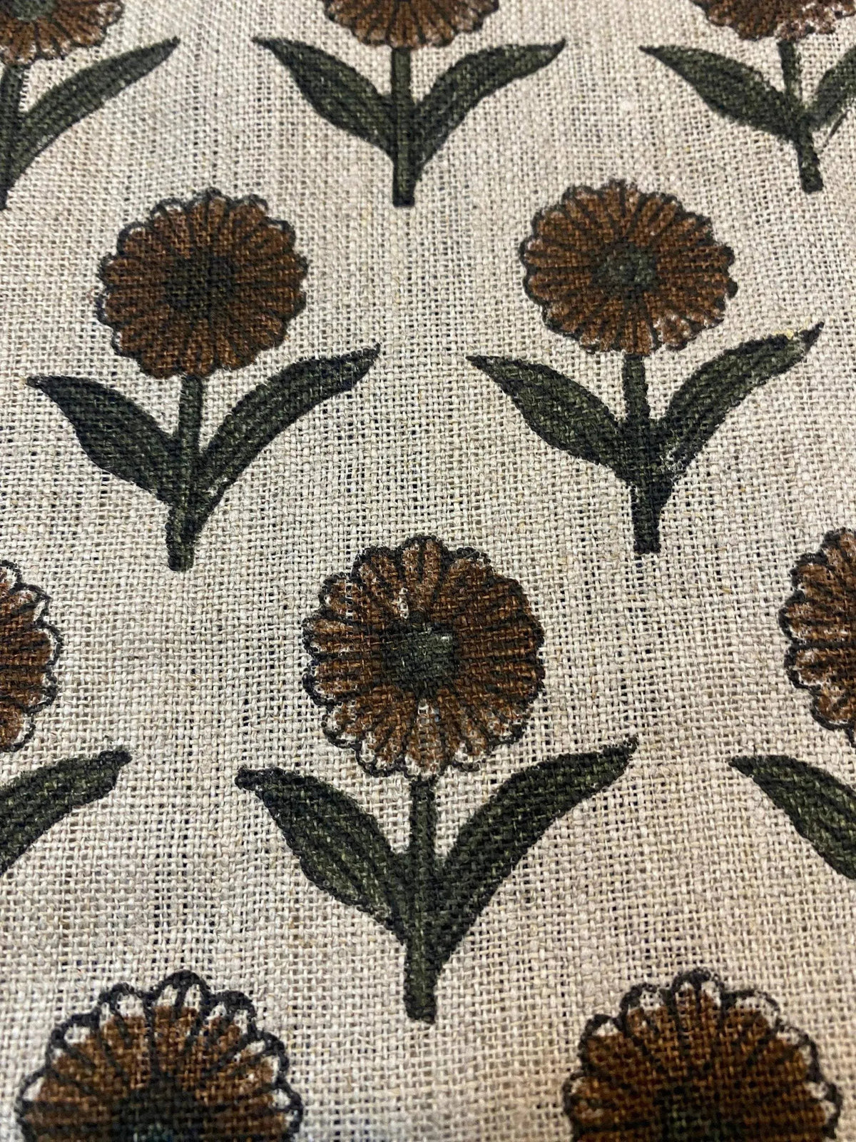 Derek Floral Block Print linen Fabric