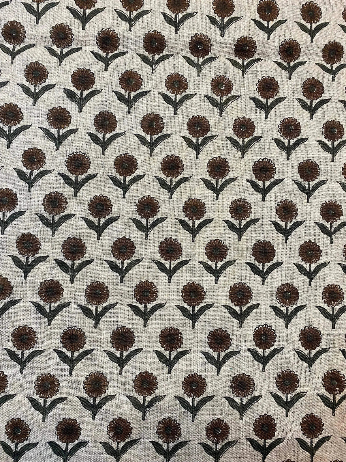 Derek Floral Block Print linen Fabric