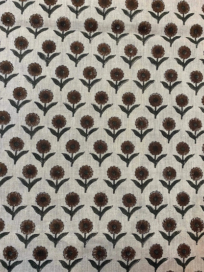 Derek Floral Block Print linen Fabric